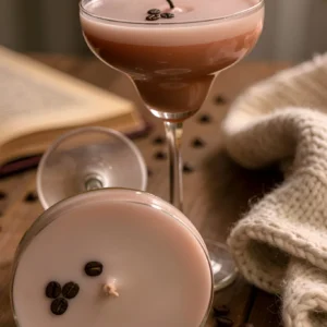 Martini Kerze Espresso Martini mit zwei Duftphasen in Cocktailglas-Optik, handgegossen, vegan, Cocktail Kerze für Zuhause